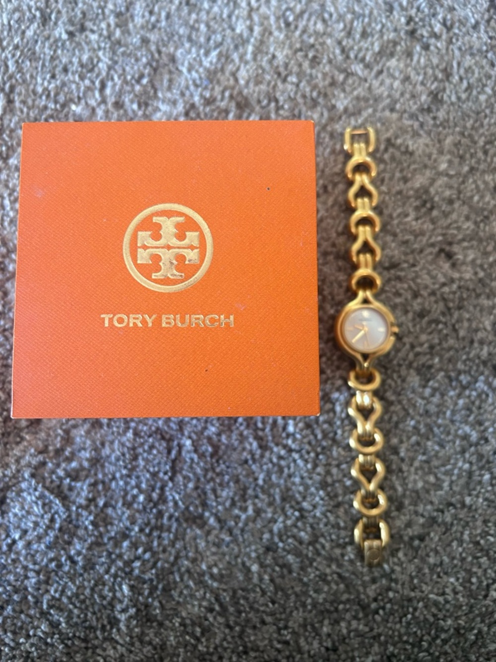 Tory Burch Gold-Tone Link Bracelet Watch with White Dial - Picture 4 of 6